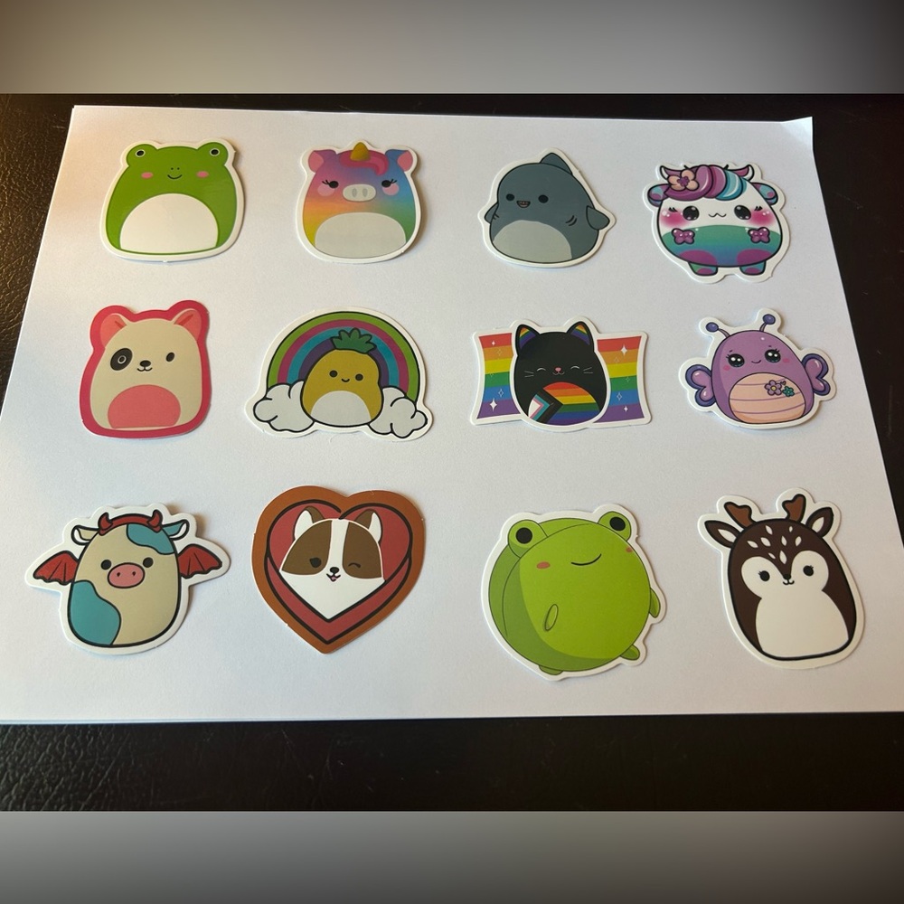 Cute Squishmallow Sticker for Laptops or Water Bottles (Waterproof) - Set of 12